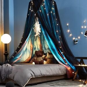 Gorgeous Aurora Printed Bed Canopy for Girls & Adults